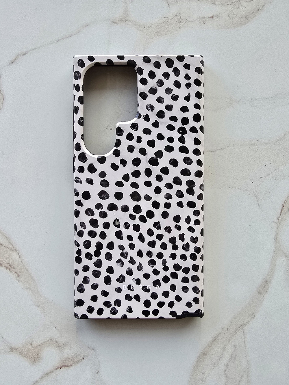 Burga Samsung S24 Ultra Black and Cream Spotted Print Phone Case